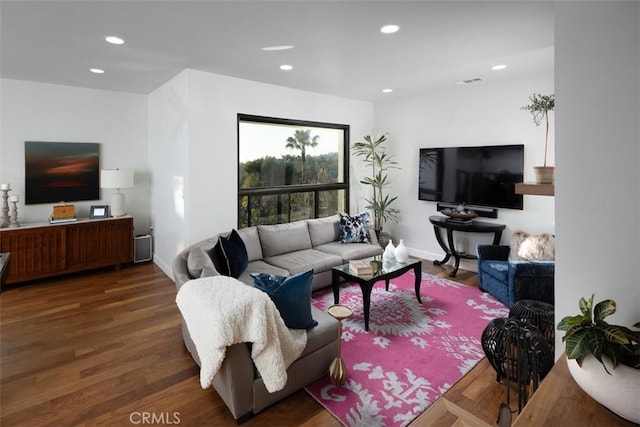 10831 Hideaway Dr, North Tustin, CA 92705 - living area featuring recessed lighting, baseboards, and wood finished floors