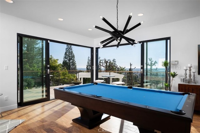 10831 Hideaway Dr, North Tustin, CA 92705 - rec room featuring recessed lighting, billiards, and wood finished floors