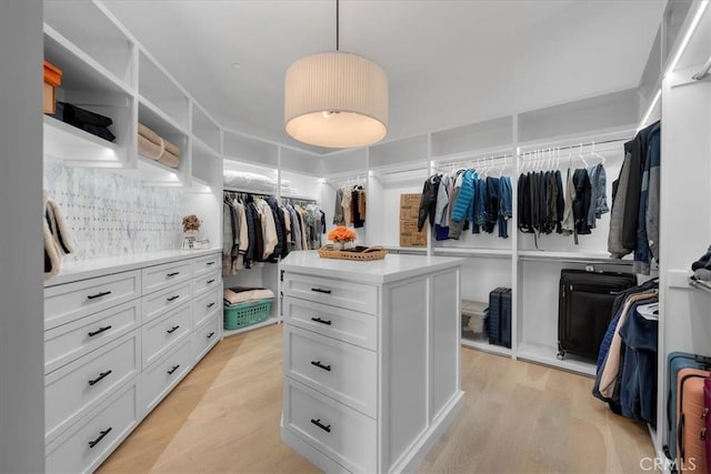 walk in closet featuring light wood-type flooring