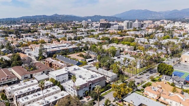 drone / aerial view with a mountain view