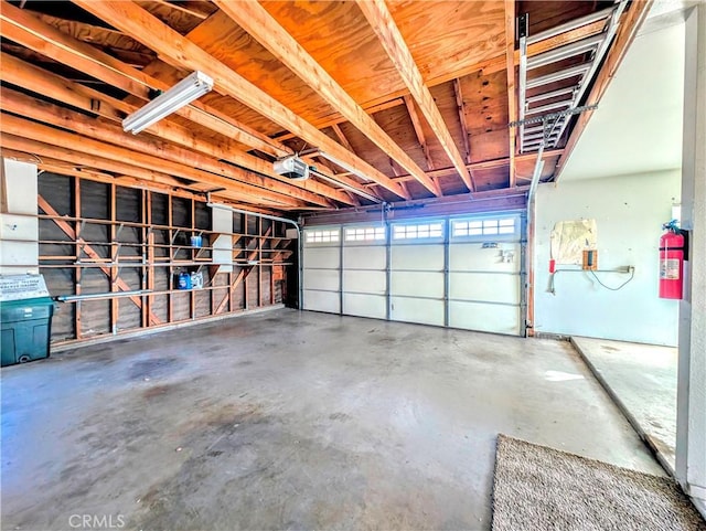 garage with a garage door opener