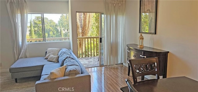 sitting room with wood finished floors