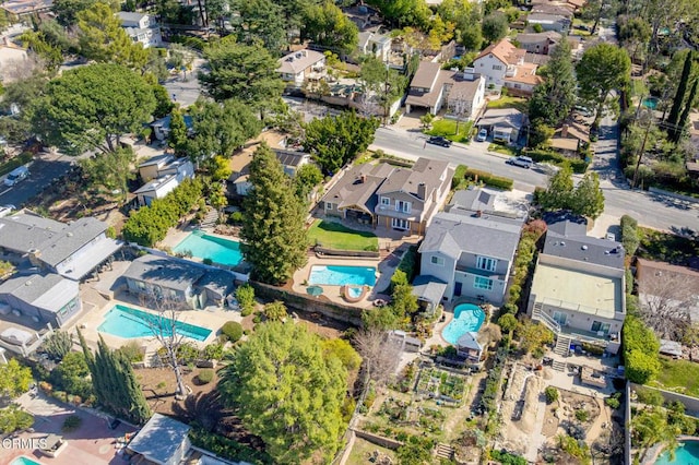 aerial view with a residential view