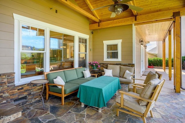 view of patio / terrace featuring outdoor lounge area and ceiling fan