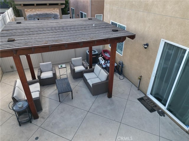 view of patio / terrace featuring an outdoor living space and central air condition unit