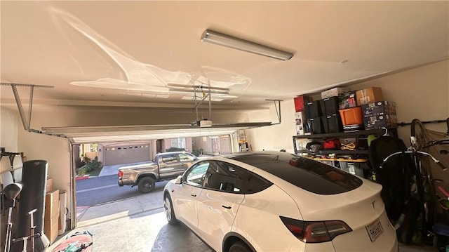 garage with a garage door opener