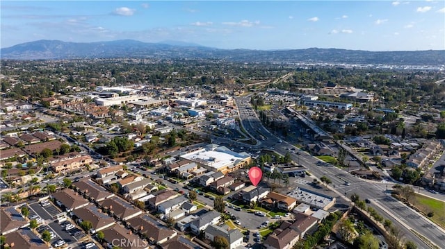 bird's eye view with a mountain view