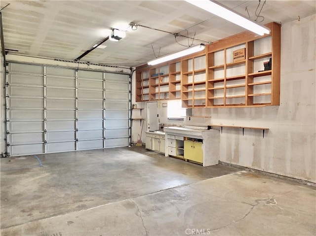 garage with a garage door opener