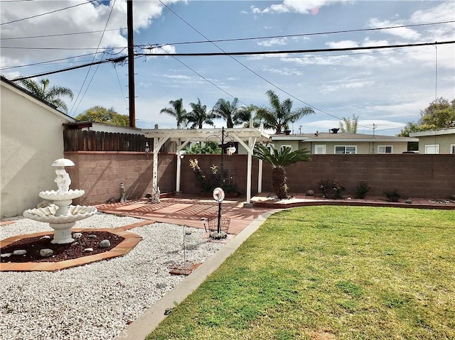 view of yard featuring a patio area and fence