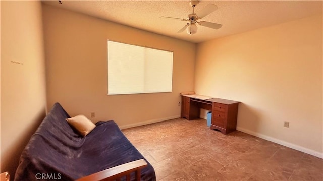 28821 Del Monte Dr, Menifee, CA 92586 - sitting room with a ceiling fan and a textured ceiling