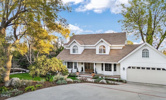 view of front of home featuring driveway and roof with shingles