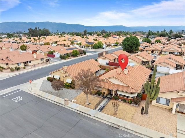 aerial view featuring a residential view and a mountain view