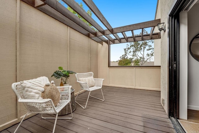 deck featuring a pergola