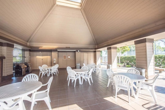 view of patio / terrace featuring outdoor dining area and a gazebo