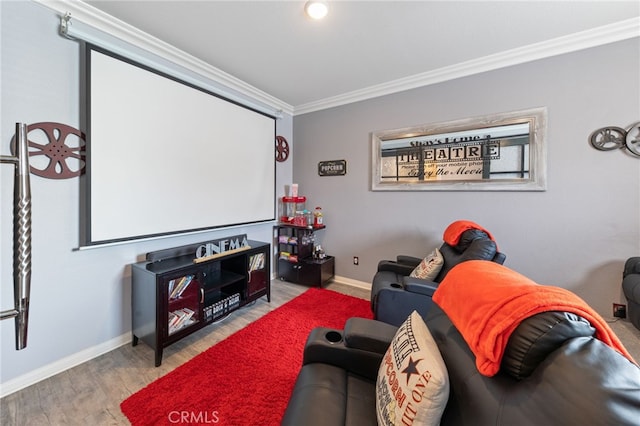 20900 Center St, Riverside, CA 92507 - home theater with crown molding and wood finished floors