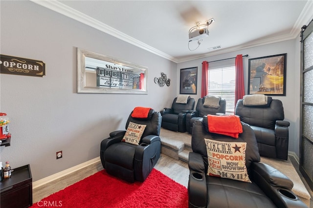 20900 Center St, Riverside, CA 92507 - cinema with crown molding and wood finished floors