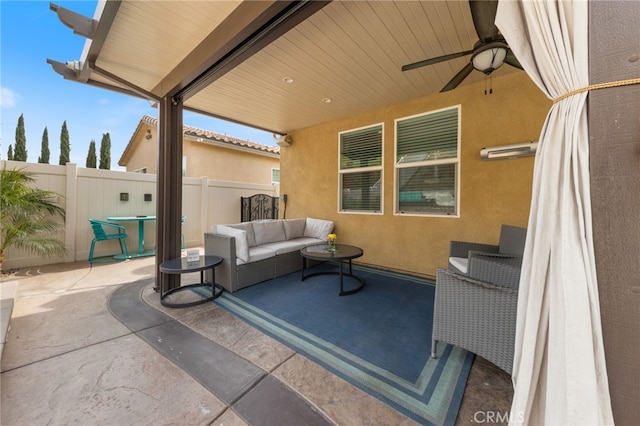 20900 Center St, Riverside, CA 92507 - view of patio with a ceiling fan and an outdoor hangout area