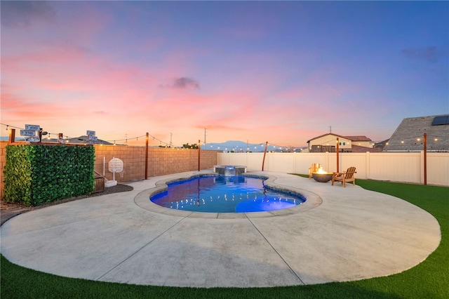 view of pool featuring a fenced in pool, a patio, and a fenced backyard