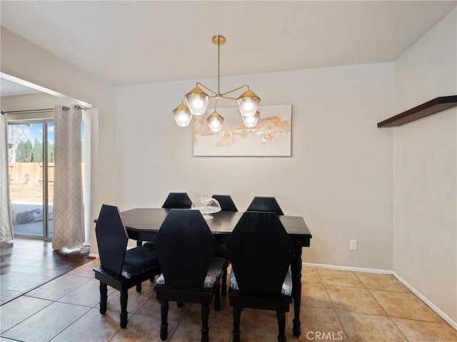 dining room with tile patterned flooring and baseboards