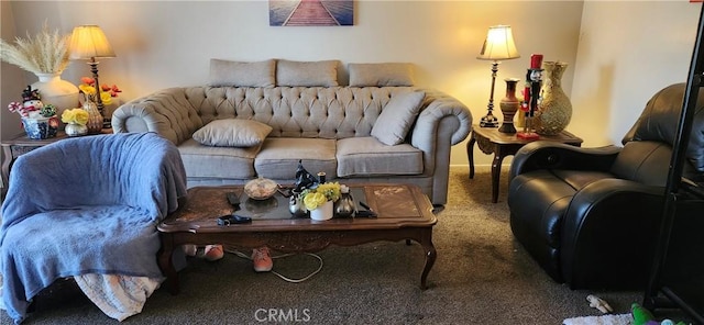 living room featuring carpet flooring