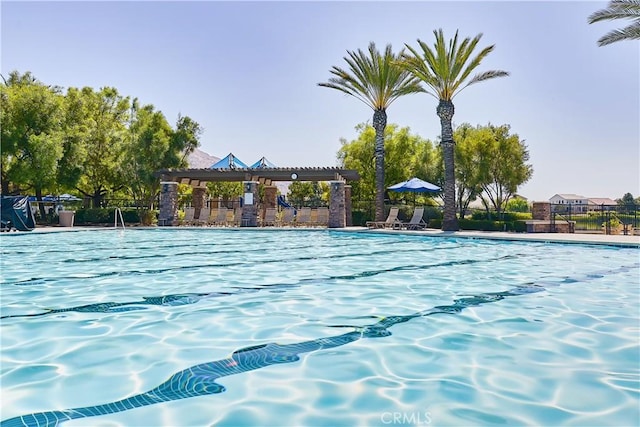 community pool with fence