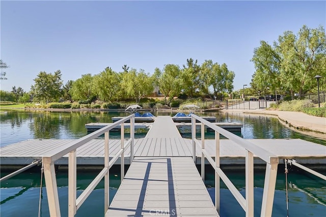 view of dock featuring a water view