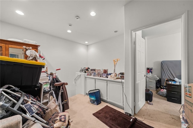 interior space featuring carpet and recessed lighting