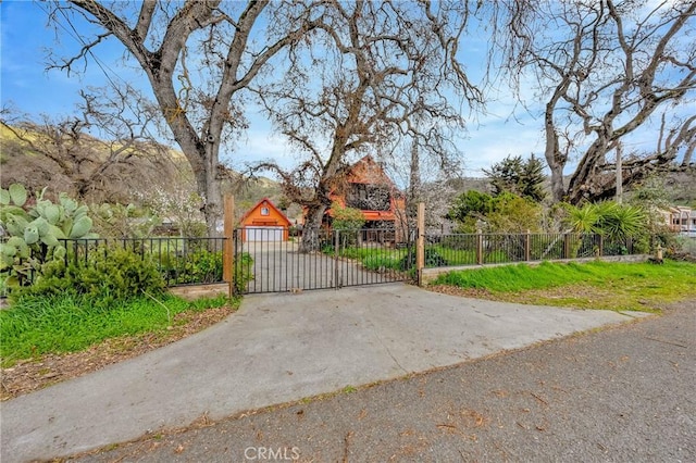 view of gate with fence