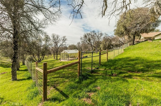 47384 Veater Ranch Rd, Coarsegold, CA 93614 - gate featuring a rural view and an outbuilding