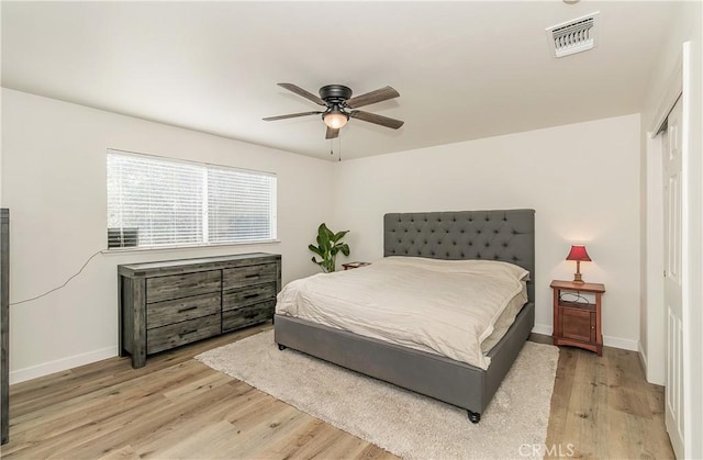 47384 Veater Ranch Rd, Coarsegold, CA 93614 - bedroom featuring light wood finished floors, baseboards, ceiling fan, and a closet