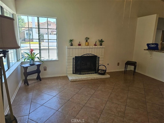 27865 Quincy St, Castaic, CA 91384 - living area featuring a fireplace and a high ceiling