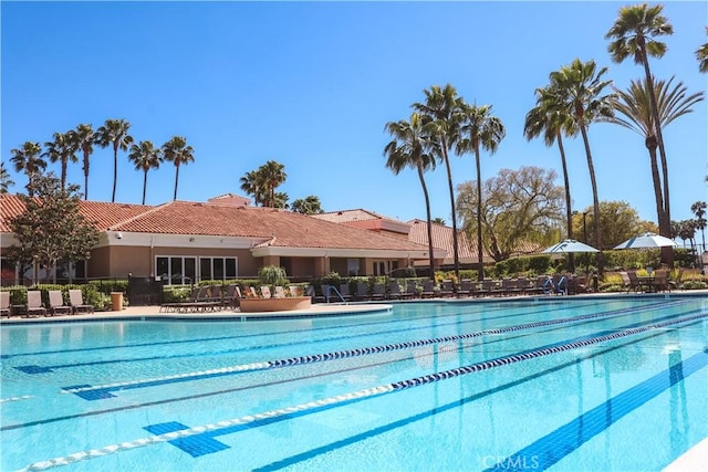 pool featuring a patio area