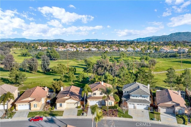 bird's eye view featuring a mountain view and a residential view