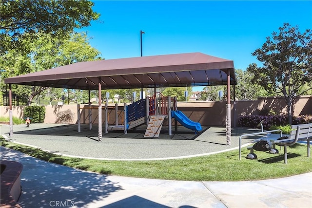 community play area with fence