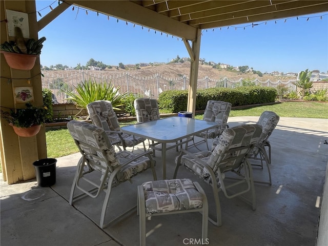 view of patio / terrace featuring outdoor dining space and a fenced backyard