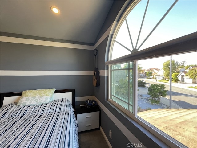 bedroom featuring recessed lighting and baseboards