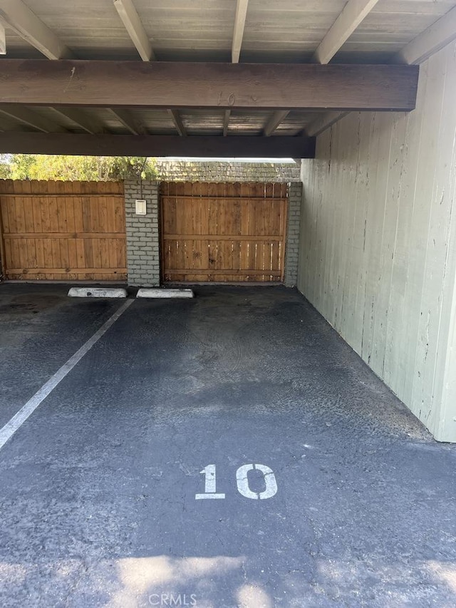 view of covered parking lot