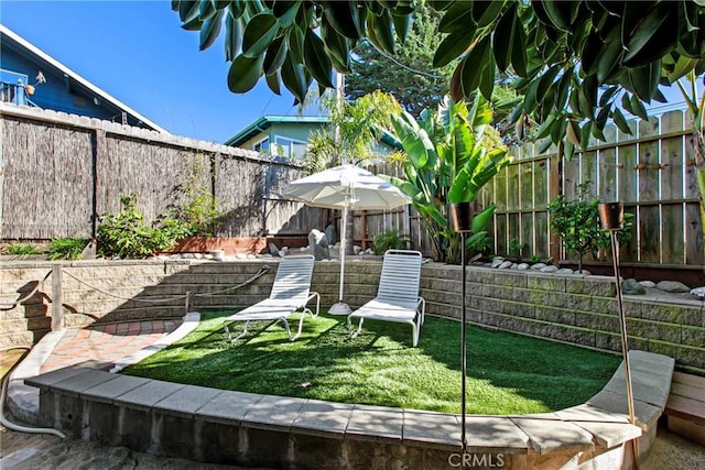 view of yard featuring a fenced backyard