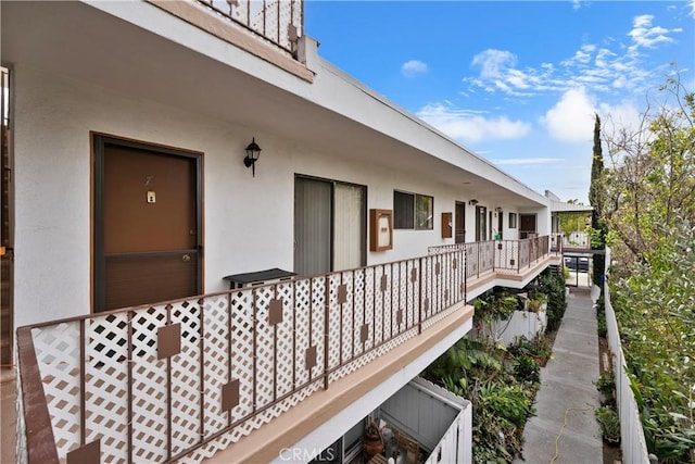 exterior space with stucco siding