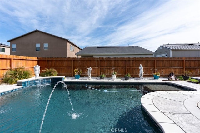 view of pool featuring a fenced backyard and a fenced in pool