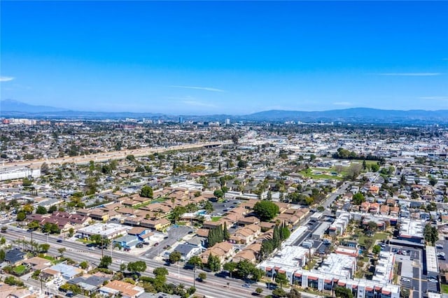 bird's eye view with a mountain view