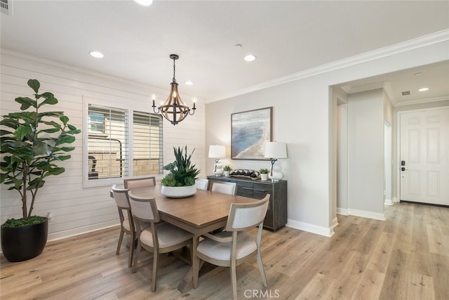 25499 Foxglove Ln, Corona, CA 92883 - dining space with baseboards, crown molding, a chandelier, and recessed lighting