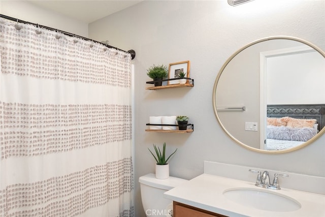 25499 Foxglove Ln, Corona, CA 92883 - full bath featuring vanity, curtained shower, and toilet