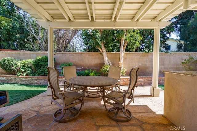 view of patio / terrace with outdoor dining space and fence private yard