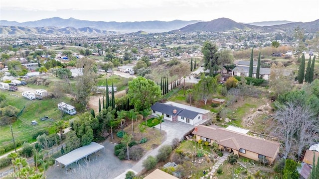 drone / aerial view with a mountain view