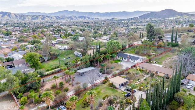 aerial view with a residential view and a mountain view