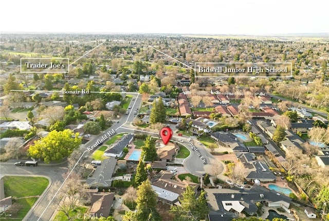 bird's eye view with a residential view