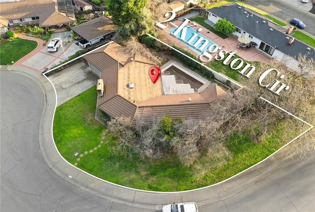 drone / aerial view with a residential view