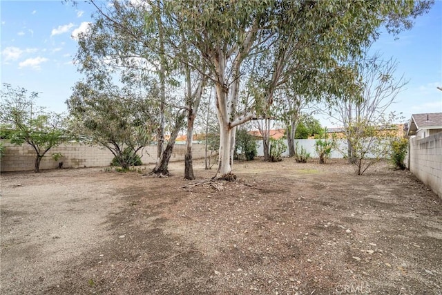 view of yard featuring a fenced backyard