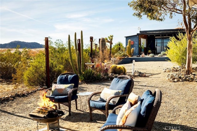 exterior space featuring a fire pit